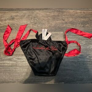 Victoria's Secret Side Tie Sucker For You Black and Red Panties Medium